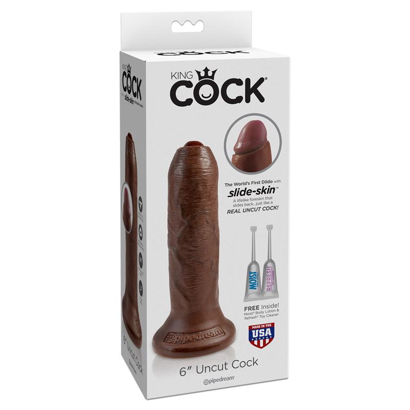 King Cock Dildo Realista con Glande Retráctil Color Marrón 6