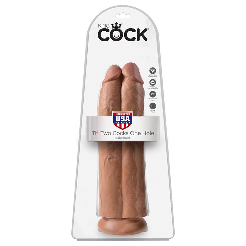Pene Doble Two Cocks One Hole Bronceado 11