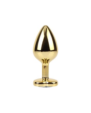 Clear Heart Plug Anal Dorado con Joya Talla M