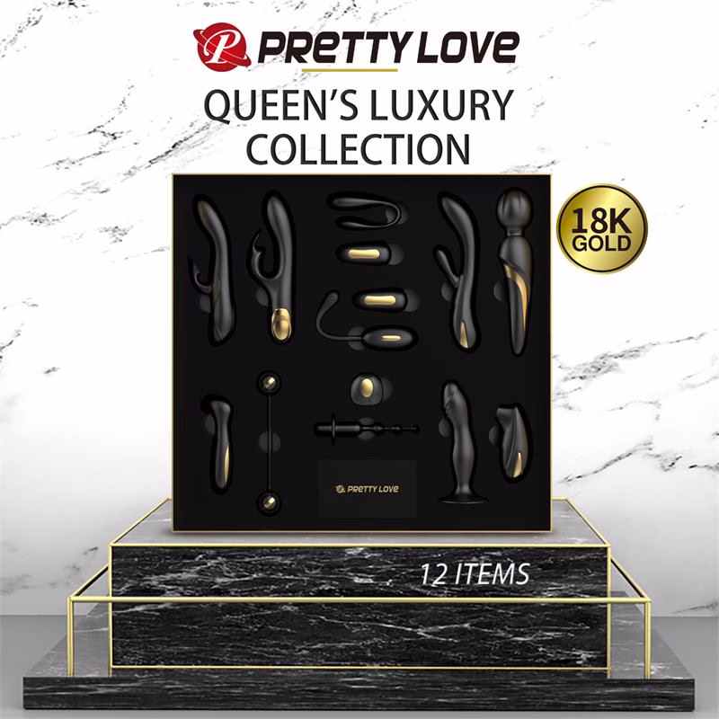 Luxury Set Queens Luxury Collection con 12 Juguetes Negro y Oro 18k