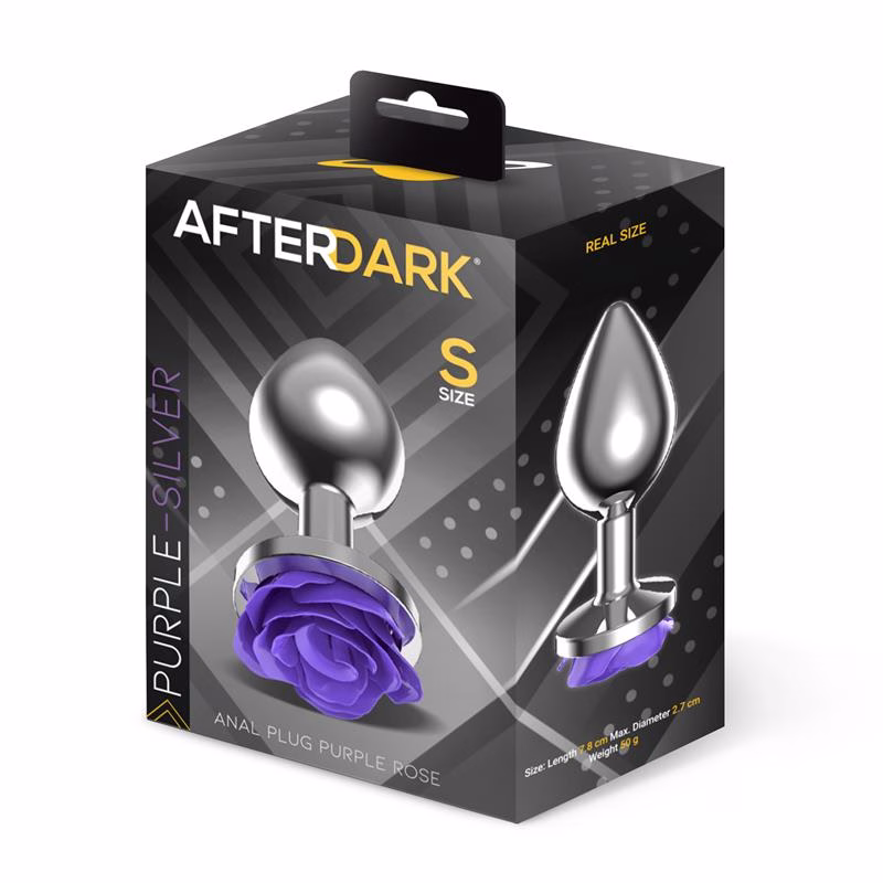 Plug Anal de Metal con Rosa Púrpura en la Base Talla S