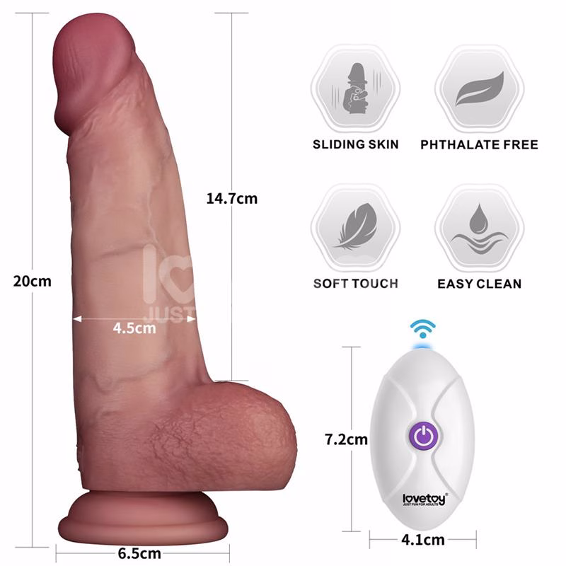 Dildo con Vibración Piel Deslizante Silicona Dual Layer 8